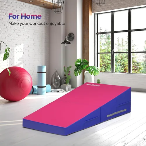 Vista 6 de Matladin Incline - Tapete de gimnasia con cuña de queso, 48 x 24 x 14 pulgadas, plegable, para niños y niñas, entrenamiento en casa