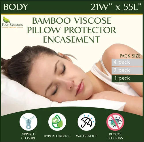 Vista 9 de Four Seasons Essentials Protectores de almohada impermeables de tamaño estándar (juego de 2) – Viscosa natural derivada de bambú – Fundas
