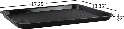 Vista 2 de Teyyvn Bandeja de plástico negra para servir comida rápida, 17.3 x 13.4 in, bandeja rectangular para alimentos