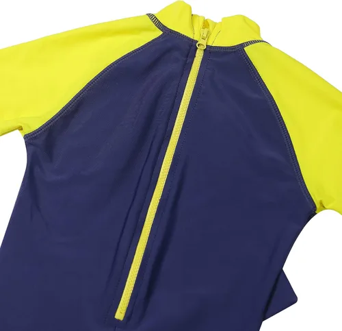 Vista 3 de Traje de baño de una pieza con cremallera para niños pequeños, protección solar de manga corta, dinosaurio