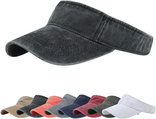 Vista 16 de Gorras Deportivas con Visera Solar de Algodón con Parte Superior Abierta para Hombres y Mujeres Verde militar