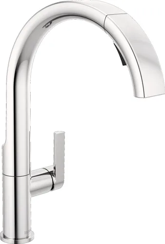 Vista 9 de Delta Keele Grifo de cocina dorado cepillado con pulverizador extraíble, grifo de cocina de un solo agujero dorado cepillado moderno, manija única