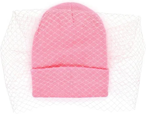 Vista 3 de ChyJoey 1 gorro de punto para mujer de lana cálida estilo retro con velo
