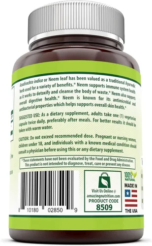 Vista 3 de Herbal Secrets Suplemento de neem (sin OGM) promueve la purificación de la sangre, promueve la inmunidad saludable y promueve la salud de la piel*