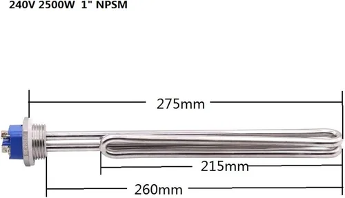 Vista 4 de DERNORD Elemento calefactor de tornillo del elemento del calentador de agua plegable 240V 2500W