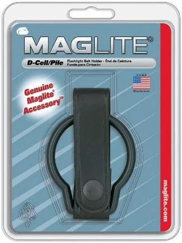 Vista 3 de Soporte de correa de piel Maglite liso negro para linterna D-Cell