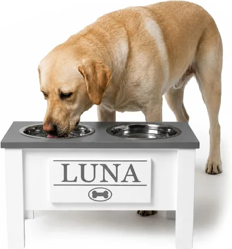 Vista 38 de GTW Soporte de Cuenco Elevado Personalizado para Perros Grandes, Medianos, Pequeños y Extra Pequeños - Cuencos de Acero Inoxidable para Comida