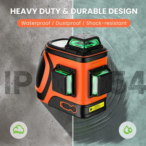 Vista 5 de DOVOH - Nivel láser para exteriores 360 autonivelante con receptor, H3-360G-KIT 400ft Long Range With Detector, High Power, Daylight Use, Green