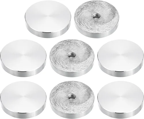 Vista 22 de uxcell M6 Rosca 0.787 in de diámetro de forma redonda de aluminio disco hardware 1pcs, aluminio círculo disco vidrio adaptador superior para mesa