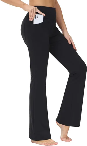Vista 2 de nuveti Pantalones de yoga de cintura alta de 2729"31"33"35"37", control de abdomen, 4 bolsillos, pantalones de yoga para entrenamiento