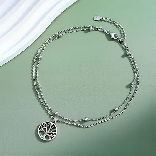 Vista 75 de CHIC & ARTSY Tobilleras de plata de ley S925 para mujer, pulsera de tobillo ajustable multicapa para playa, joyería de verano para mujer, de 10 a 11