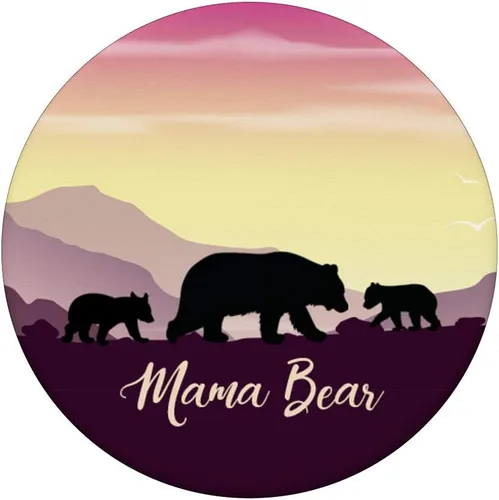 Vista 3 de Mama Bear Pop Socket 2 Cubs morado Sunset regalo para el día de la madre – PopSockets agarre y soporte para teléfonos y tabletas
