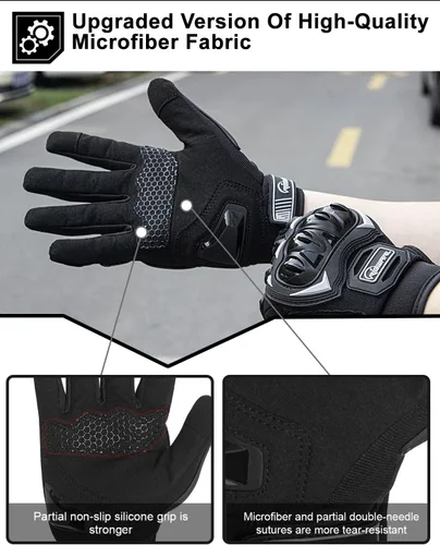 Vista 4 de RIGWARL Guantes de motocicleta para hombres y mujeres, pantalla táctil, guantes ligeros antideslizantes para motocross