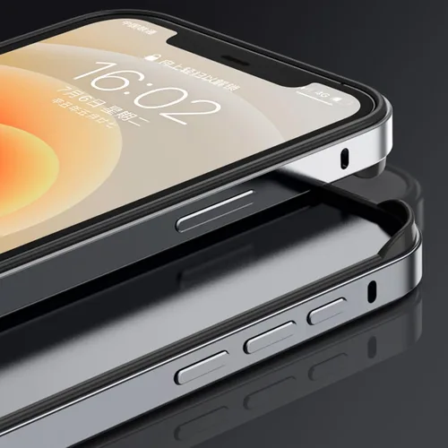 Vista 7 de Funda de metal para iPhone 15 Pro, aleación de aluminio + marco de parachoques de TPU, ajuste delgado, sin respaldo, excelente disipación de calor