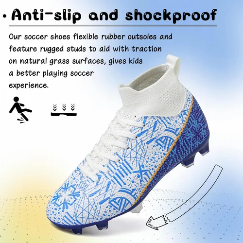 Vista 4 de Tacos de fútbol para niños y niñas, zapatos de fútbol para césped AGFG