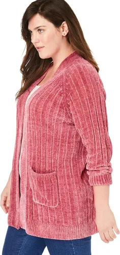 Vista 5 de Woman Within Cárdigan de chenilla con frente abierto para mujer, talla grande