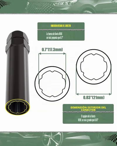 Vista 3 de Llave de Tuercas de Seguridad Estriadas Pequeñas de 6 Puntos Herramienta de Dado para Afinador - Llave de Tuerca de Seguridad de Diámetro Compatible