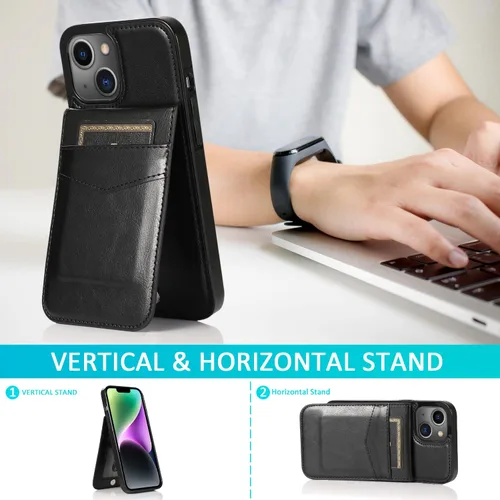 Vista 2 de Asuwish Funda compatible con iPhone 15 de 6.1 pulgadas con protector de pantalla de vidrio templado y tarjetero para tarjetas de crédito, soporte