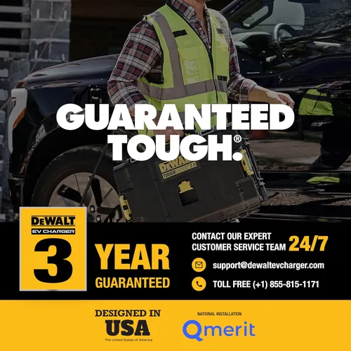 Vista 5 de DEWALT Cargador EV de nivel 2 para vehículo eléctrico de hasta 40 amperios y 240 V, control de aplicación Bluetooth y Wi-Fi, certificado CSA