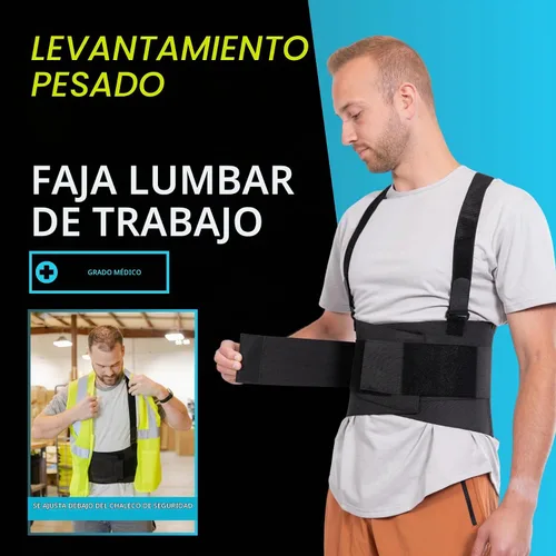 Vista 4 de Apoyo Industrial – Cinturón para trabajar con liguero tirantes, 03B0401M, m, Negro, 1