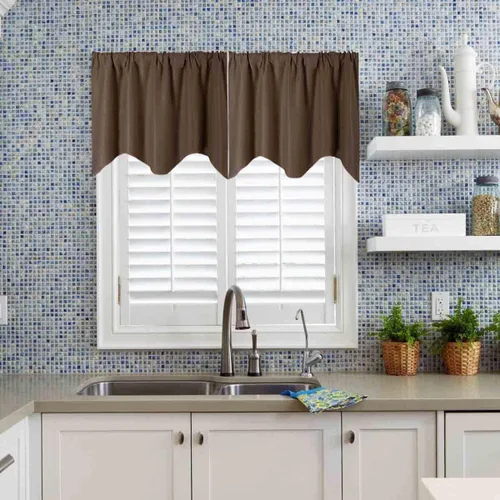 Vista 10 de Cenefa Blanco Puro Paquete de 2 - Cortinas de Liquidación para Sala de Estar, Baño y Dormitorio - Estilo Granja Festoneado, 18 Pulgadas de Largo