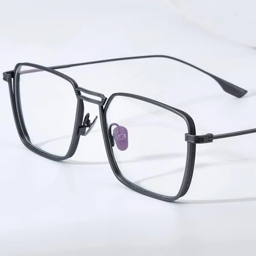 Vista 2 de FONEX Marco de lentes de titanio puro para hombre anteojos cuadrados de gran tamaño anteojos ópticos F85728