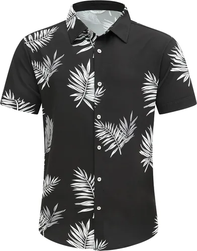 Vista 3 de SheLucki - Camisa hawaiana para hombre, unisex, de manga corta, con botones, para la playa y el verano, ropa casual estampada con sombra de palmas