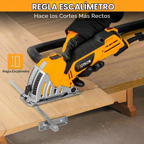 Vista 3 de Hoteche Mini sierra circular de 3-3/8 pulgadas, sierra circular eléctrica compacta de 500 W con 2 cuchillas para madera, azulejos y metal blando