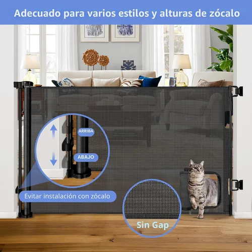 Vista 7 de Puertas retráctiles para bebés con puerta de 55" de ancho Puerta retráctil para perros con puerta para mascotas Puerta retráctil al aire libre
