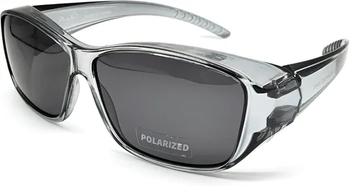 Vista 8 de BLUE CUT Se ajustan sobre lentes de sol polarizados, gafas de sol con escudo solar para llevar sobre gafas Negro marrón