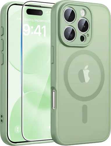 Vista 175 de FNTCASE - Funda para iPhone 16 Pro: magnética, mate, translúcida, de grado militar, protectora contra caídas, resistente, fina, duradera y a prueba