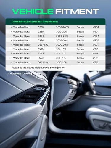 Vista 3 de YHTAUTO Interruptor de elevalunas eléctrico para Mercedes-Benz, sin espejos plegables eléctricos
