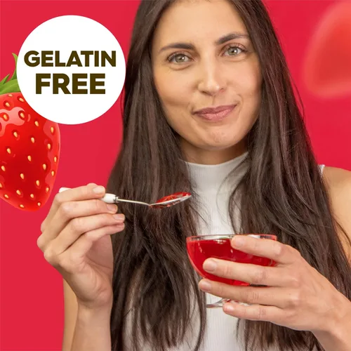 Vista 4 de Simply Delish Postre natural de gelatina de fresa, sin azúcar, sin OMG, sin gluten, sin grasa, vegano, apto para dieta cetogénica, 0.7 onzas