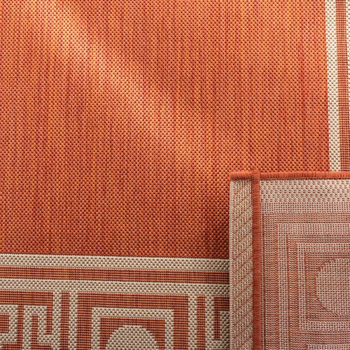Vista 7 de SAFAVIEH Courtyard Collection - Alfombra de área, 6 pies 7 pulgadas x 9 pies 6 pulgadas, óxido y arena, no desprende pelusa y de fácil cuidado