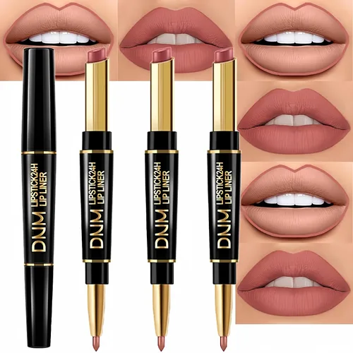 Vista 7 de evpct Juego de 1 lápiz labial y delineador de labios rojo rubí para mujer, kit mate con delineador de labios, manchas de labios duraderas