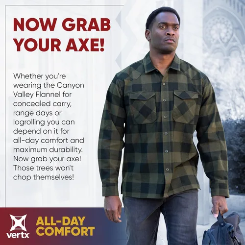 Vista 2 de Vertx Standard Canyon Valley Tactical Flannel Long Sleeve Outdoor Work Shirts with Pockets