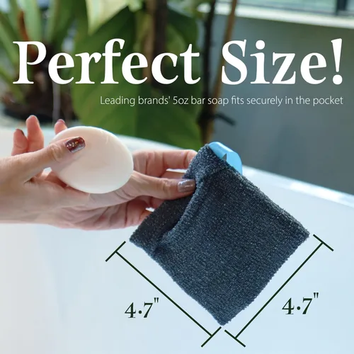 Vista 2 de myHomeBody Bolsa exfoliante con bolsillos de jabón, gris grafito, paquete