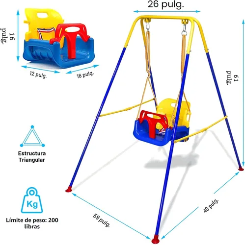 Vista 5 de TALECO Gear - Juego de columpios 3 en 1 para patio trasero, columpio de bebé para exteriores/interiores, juego de columpios para niños de 6 meses