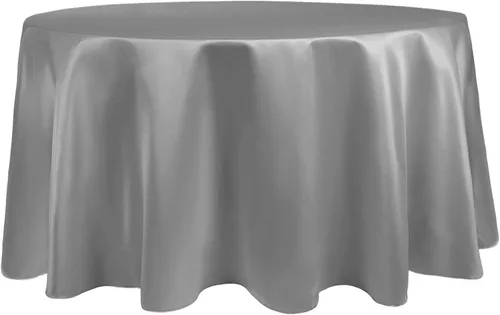 Vista 22 de Ultimate Textile Mantel redondo de satén nupcial de 60 pulgadas, se adapta a mesas de menos de 60 pulgadas de diámetro, berenjena morado berenjena