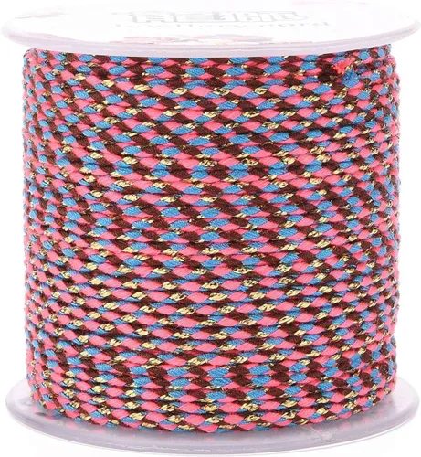 Vista 6 de Pandahall - Cuerda de macramé de 21.8 yardas con alambre dorado, de algodón de 4 capas hecha a mano, cuerda de macramé teñida torcida