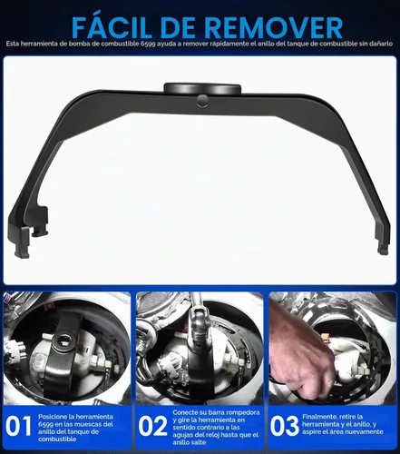 Vista 6 de Herramienta de anillo de bloqueo de tanque de combustible, remitentes de bomba de combustible, herramienta de instalación para Chrsyler Dodge Ford