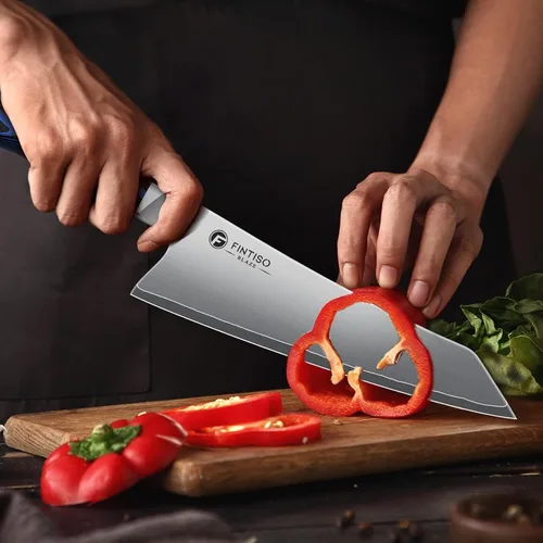 Vista 6 de FINTISO Juego de 3 piezas de cuchillos de cocina, juego de cuchillos de chef profesional con mango G10, juego de cuchillos japoneses de acero