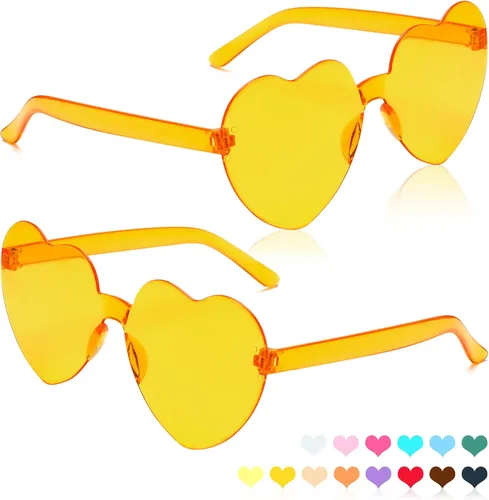 Vista 57 de Lentes de sol con forma de corazón, 2 pares de lentes de sol en forma de corazón, gafas de sol rave para mujeres, regalos de fiesta