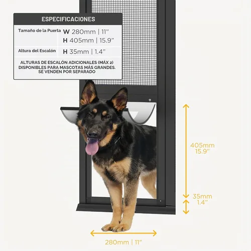 Vista 2 de Hakuna Pets V2 Panel de Inserción de Pantalla para Puerta de Mascotas de Patio, para Puertas Corredizas, Se Ajusta a la Vía de la Puerta con Altura