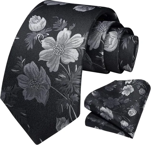 Vista 255 de Corbatas florales tejidas clásicas para hombre, corbata cuadrada de bolsillo, corbatas formales para hombres, boda con pañuelo