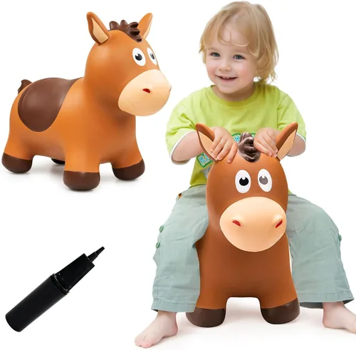 Vista 9 de VangeBow Caballo Saltarín para Niños de 1 a 3 años, Juguetes Inflables de Animales Saltarines para Niñas y Niños de 1, 2, 3, 4, 5 años, Juguetes