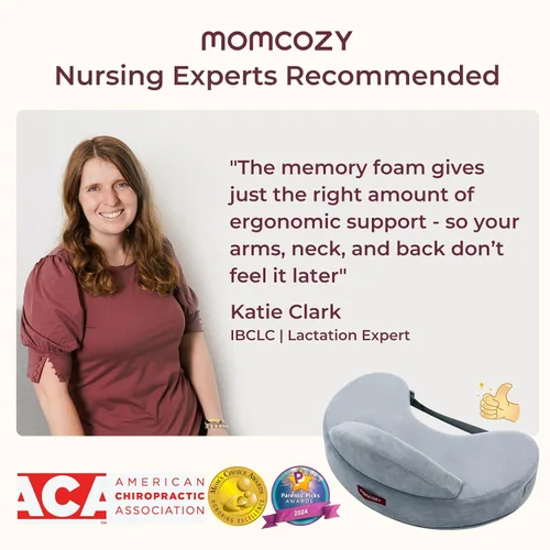 Vista 6 de Momcozy Almohada de lactancia exclusiva de espuma viscoelástica y juguetes mordedores para bebés
