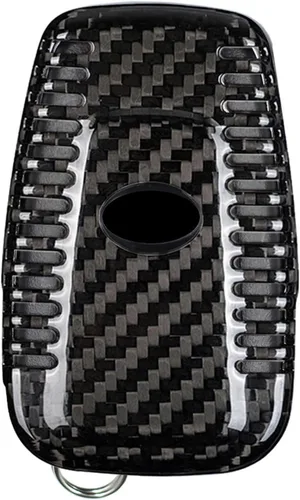 Vista 3 de Funda para llavero de fibra de carbono genuina para Toyota 86 GT86 Avalon C-HR Camry Corolla Highlander Land Cruiser Prado Prius RAV4 2016-2023