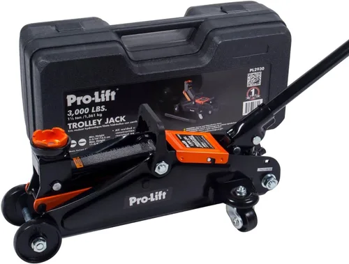 Vista 5 de Pro-Lift f-2315PE. Gato de carretilla hidráulico gris para autos con estuche moldeado por soplado (Capacidad 3000 lb)