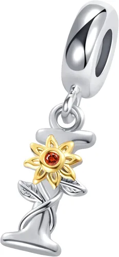 Vista 2 de MZC Jewelry Dijes de letras para pulseras, cuentas colgantes con inicial de girasol dorado del alfabeto de la A a la Z, nombre mayúscula para collar